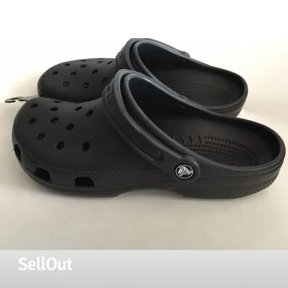 Crocs Unisex Adults's Classic Clogs Black Size W9/M7 Casual Slip-On Shoes - Picture 3 of 6